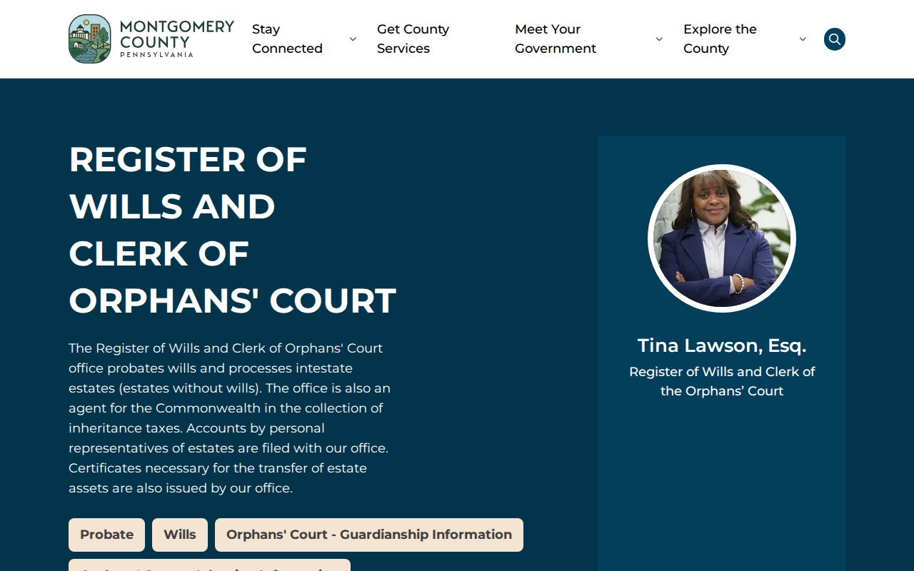 Upper Dublin Township residents directory Montgomery County Register of Wills access